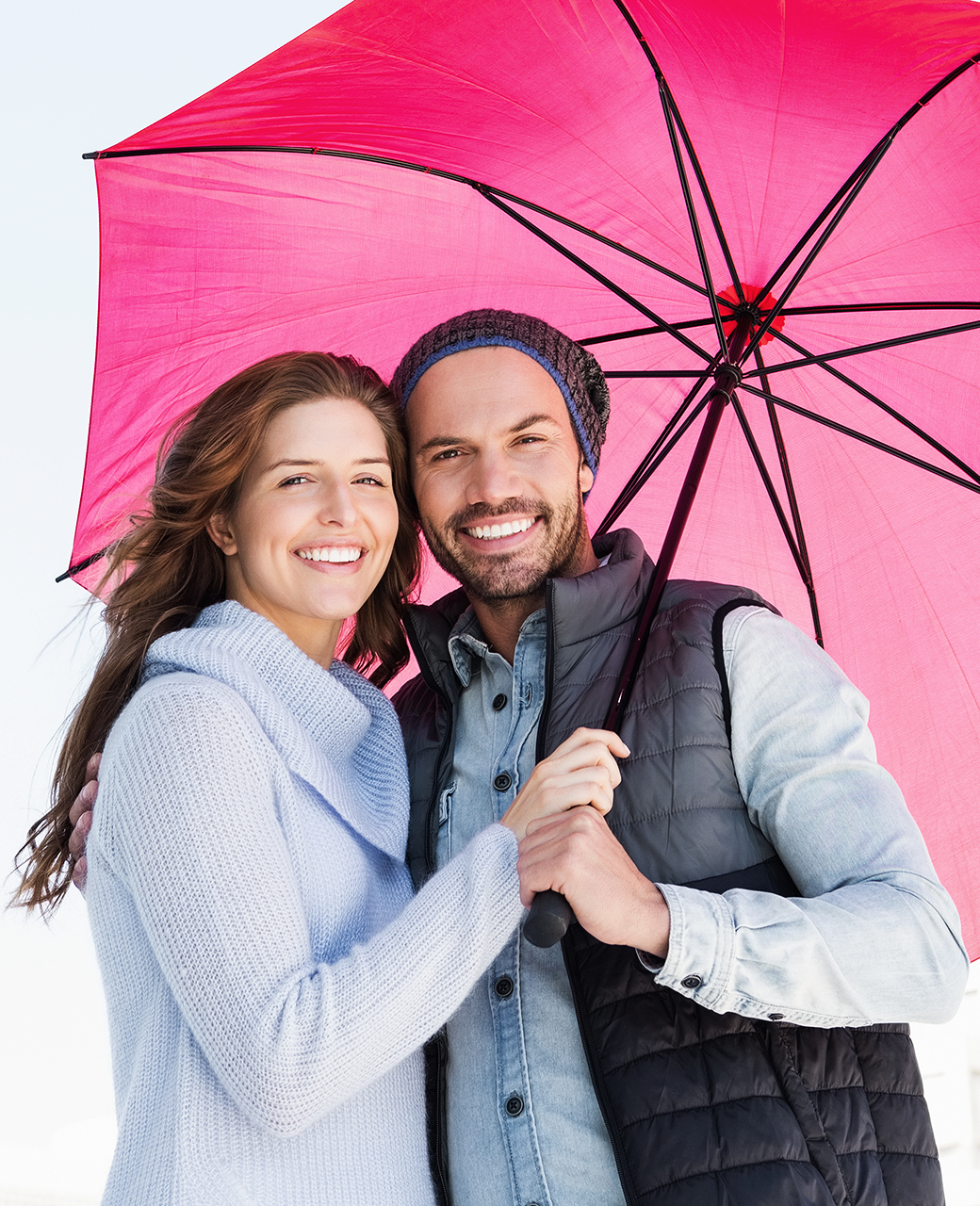 Sickness Prevention Woman and Man under Umbrella